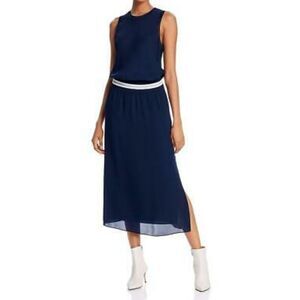 Theory Sport Stripe Silk Lewi Midi Dress